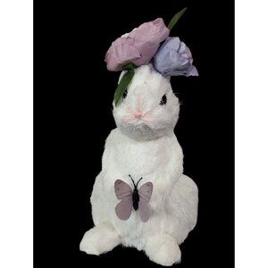 Easter Bunny Rabbit  decor  Accents  Butterfly  Flowers  textured  9.5"